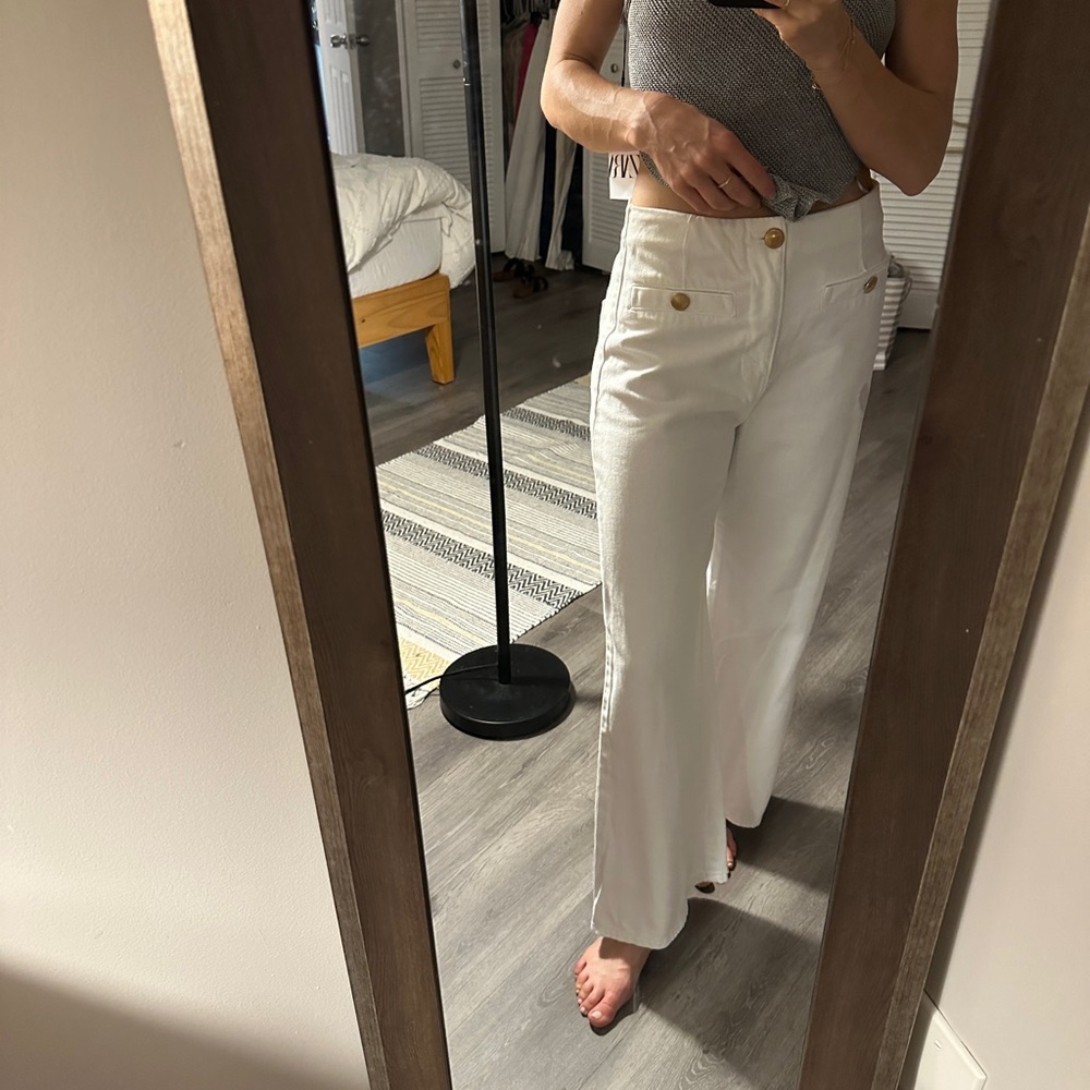 White wide leg pants